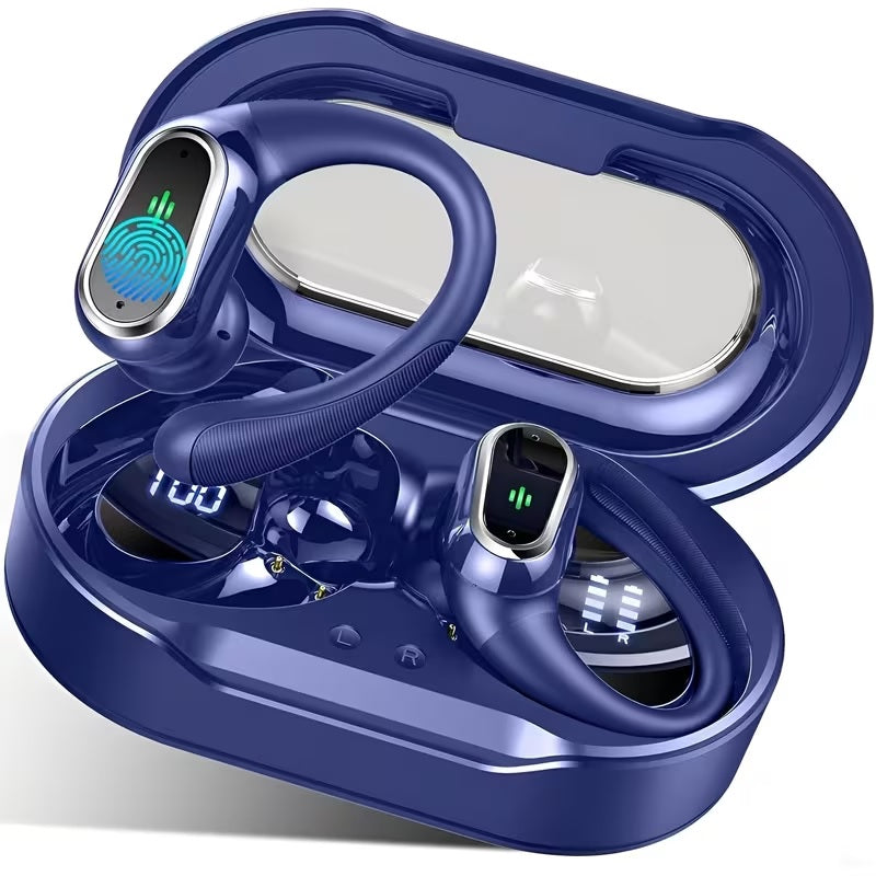 Wireless Earbuds, Bluetooth Headphones Sport,HiFi Stereo Deep Bass Over-Ear buds with ENC Noise Cancelling Mic, Waterproof & LED Display Earphones