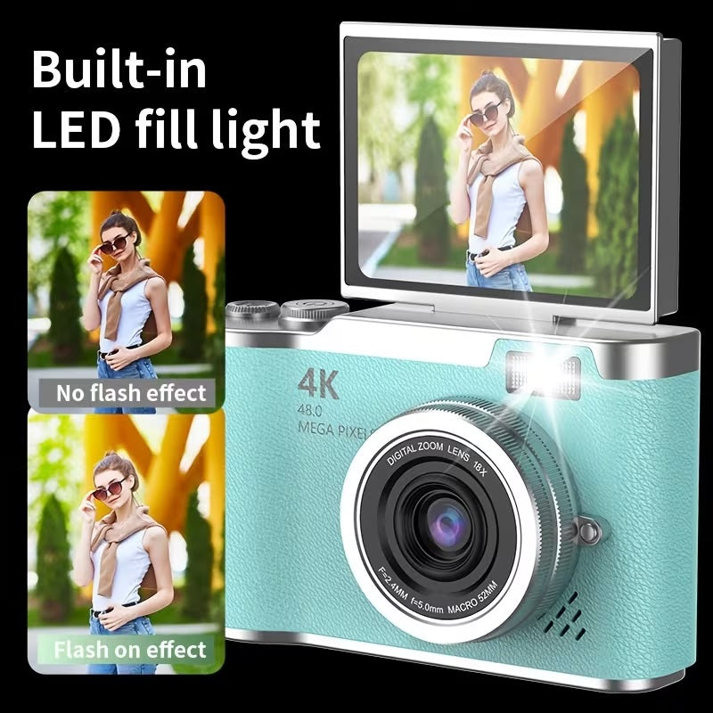 Student Campus CCD Digital High-definition Camera Travel Multi-functional Selfie Retro Front and Rear Dual Camera Christmas Gift