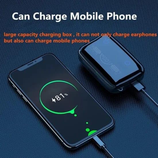 TWS Earbuds, in-Ear v5.1 Bluetooth, IPX7 Waterproof & 120 hrs Playtime with LED Display and Noise Cancellation, Black Color and 2200 mAh Battery Bank
