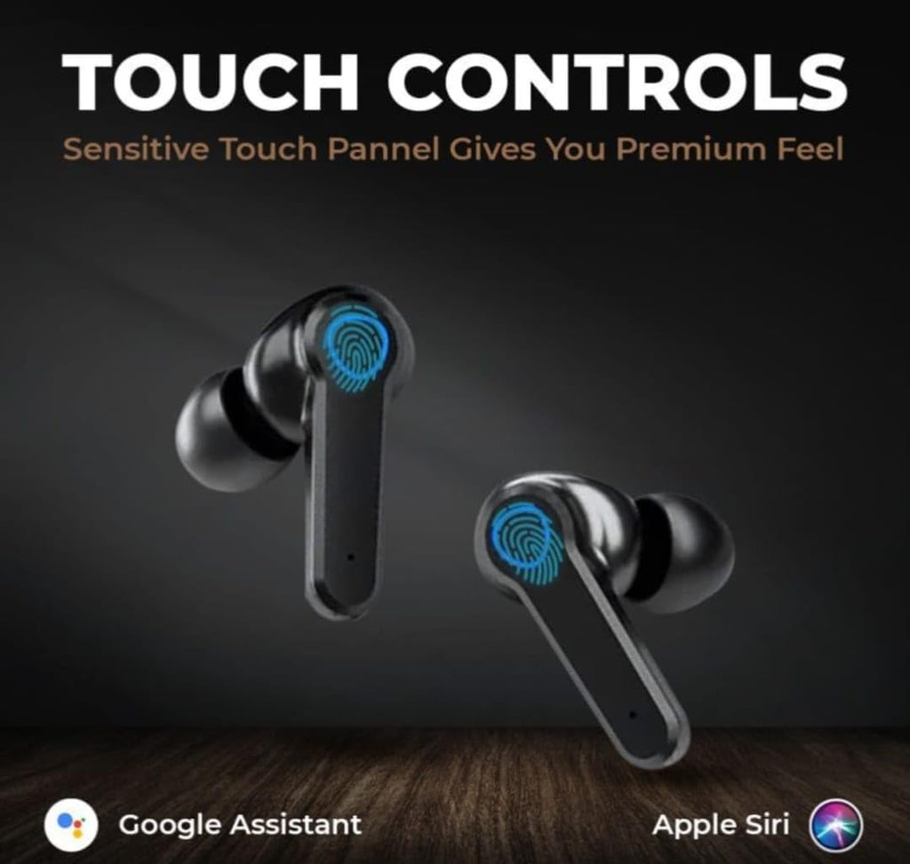 TWS Earbuds, in-Ear v5.1 Bluetooth, IPX7 Waterproof & 120 hrs Playtime with LED Display and Noise Cancellation, Black Color and 2200 mAh Battery Bank