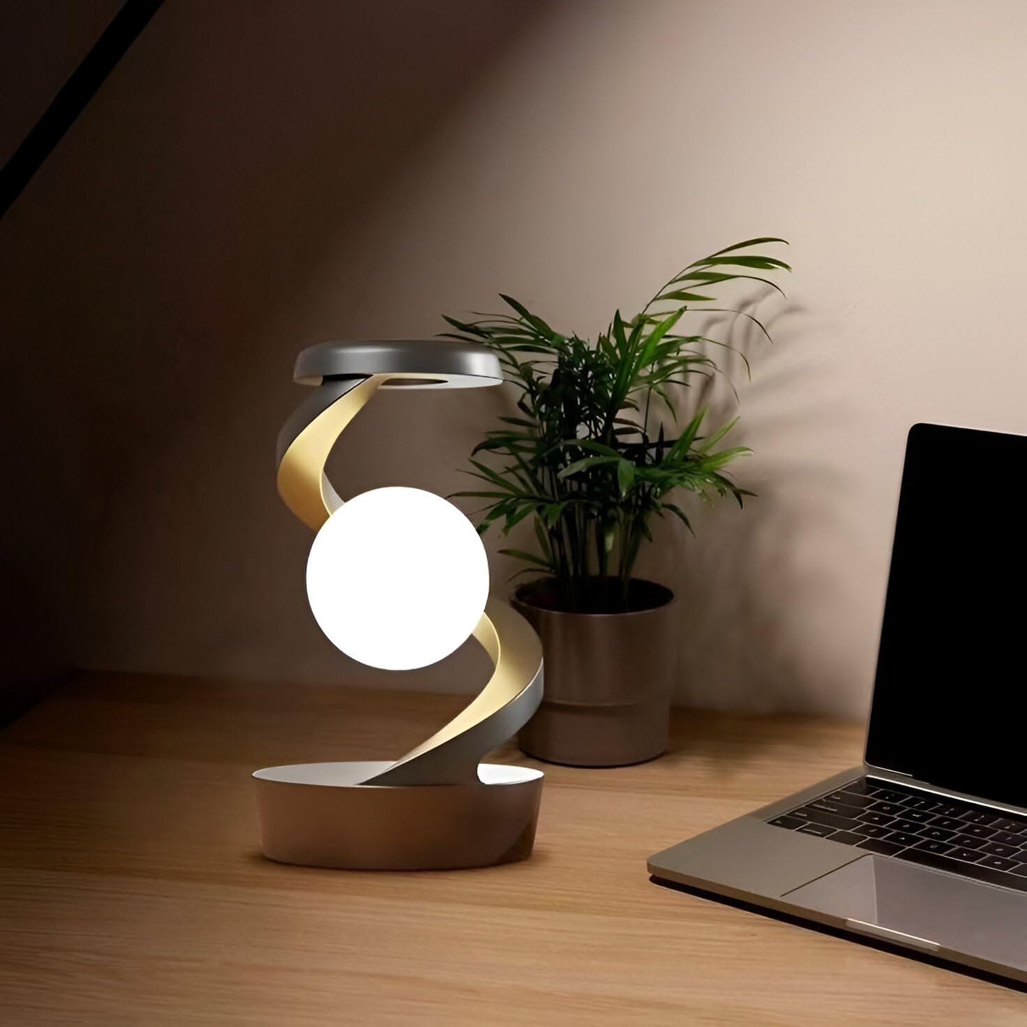 Rotating Suspension LED Table Lamp with Wireless Charger, Magnetic 360° Floating RGB Night Light, Creative Light for Bedroom/Living Room/Party/Birthday Gift