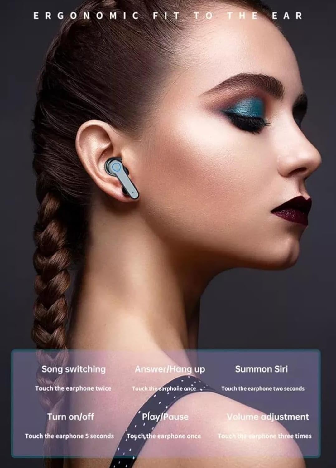 TWS Earbuds, in-Ear v5.1 Bluetooth, IPX7 Waterproof & 120 hrs Playtime with LED Display and Noise Cancellation, Black Color and 2200 mAh Battery Bank