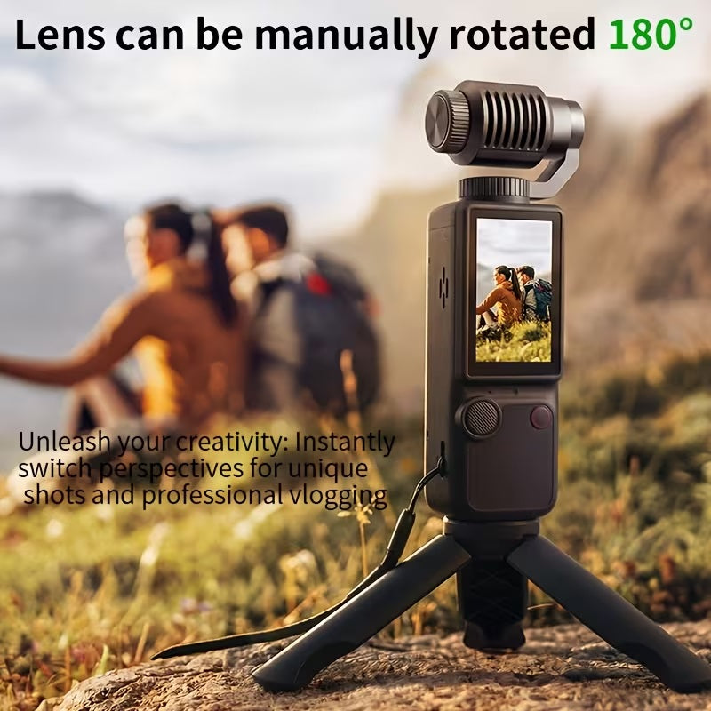 4K Ultra HD Action Camera, 180° Manual Flip Lens, Vlog Shooting Essential, Long Battery Life with Built-in Fill Light, Comes with 32G Card + Tripod, Compact & Durable, Audio Recording, Capture the Beautiful Life