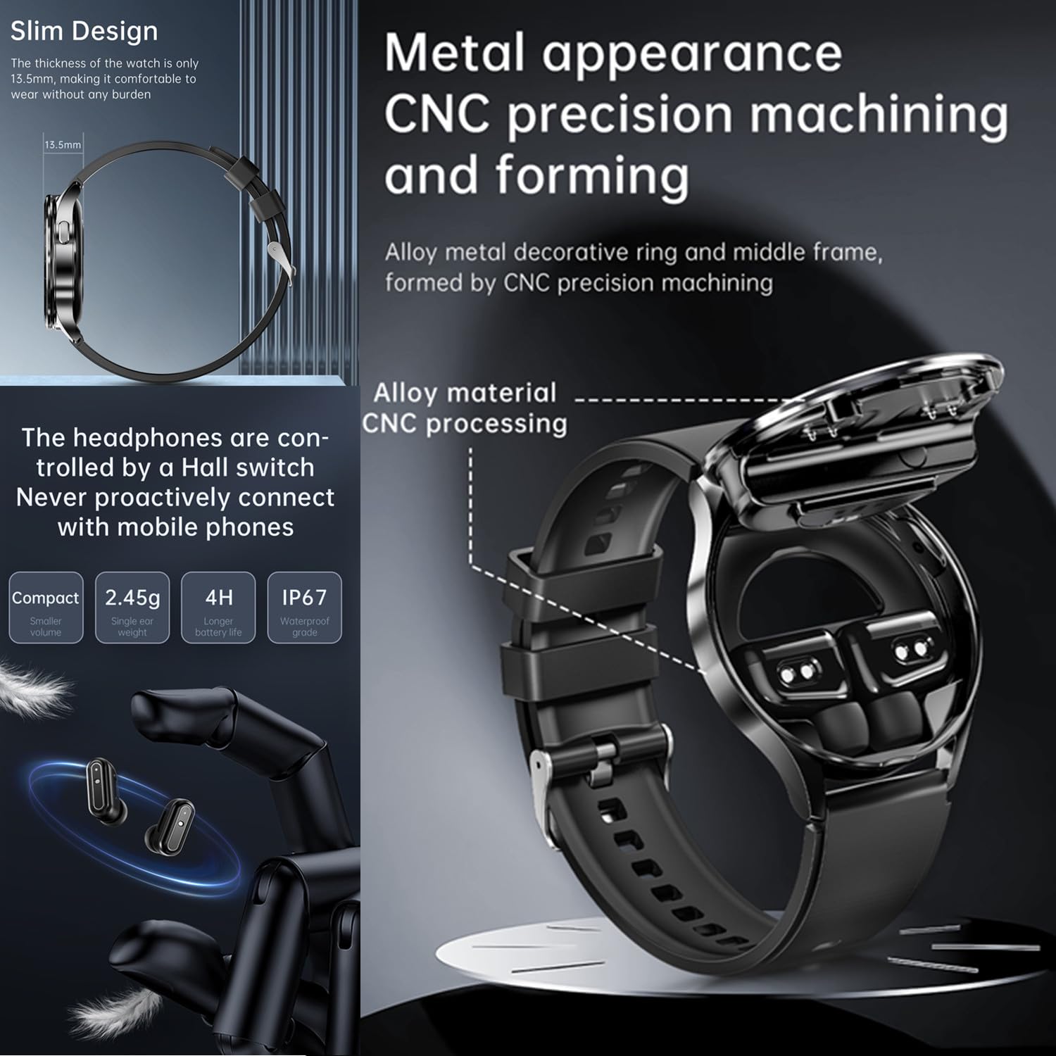 2 in 1 Smart Watch with Earbuds Smartwatch TWS Bluetooth Earphone Health Monitor Sport Watch Fitness Tracker