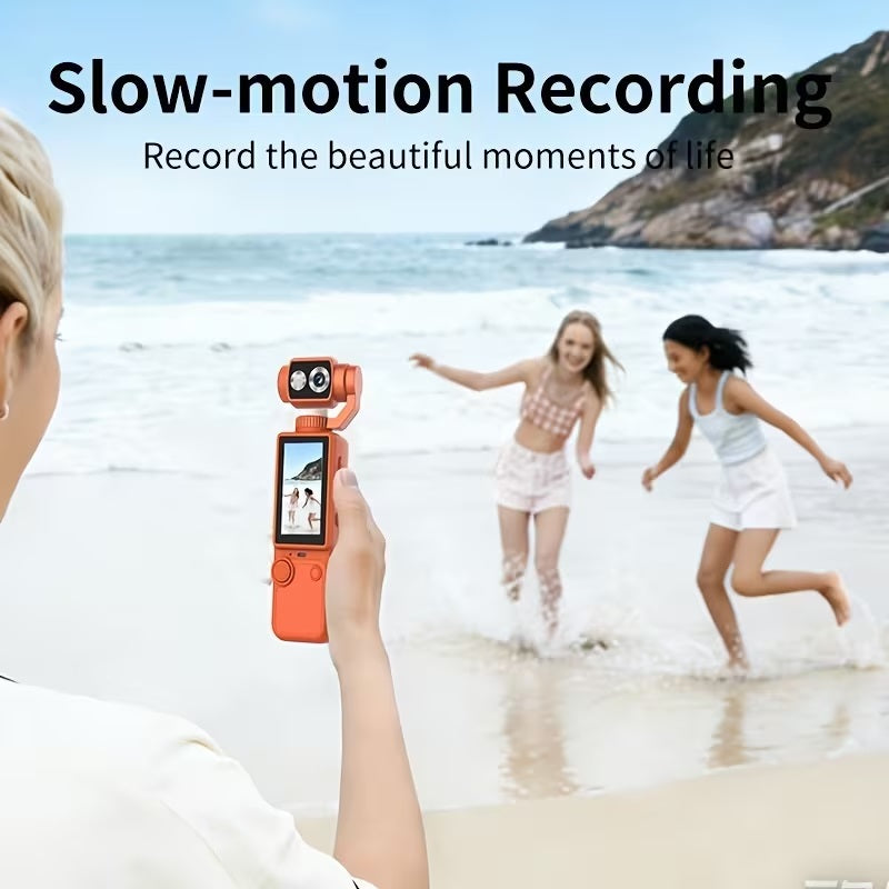 4K Ultra HD Action Camera, 180° Manual Flip Lens, Vlog Shooting Essential, Long Battery Life with Built-in Fill Light, Comes with 32G Card + Tripod, Compact & Durable, Audio Recording, Capture the Beautiful Life