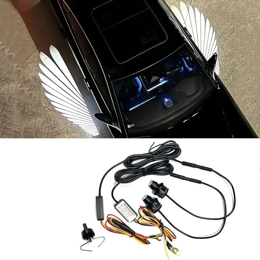 Bike LED Angel Wings Style Light Side Rear View Mirror High Reflection Beem Waterproof, Universal For All Motorcycle and Car Models