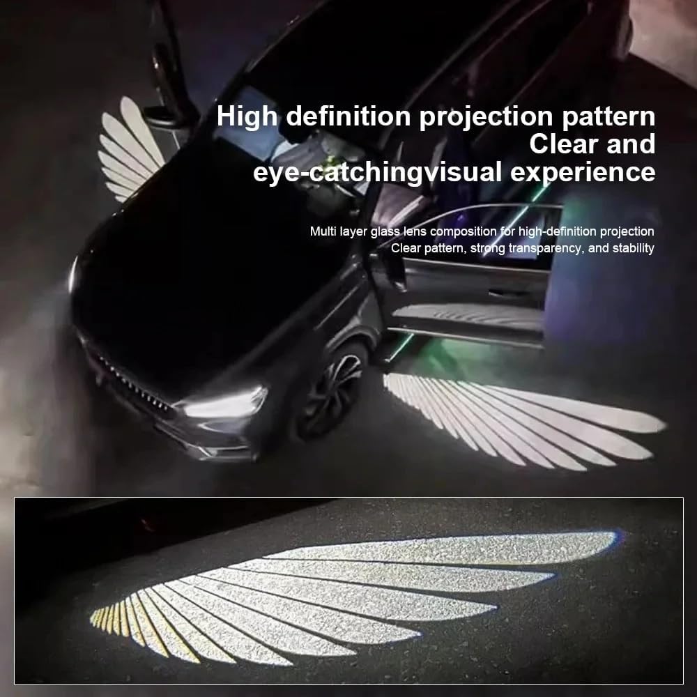 Bike LED Angel Wings Style Light Side Rear View Mirror High Reflection Beem Waterproof, Universal For All Motorcycle and Car Models