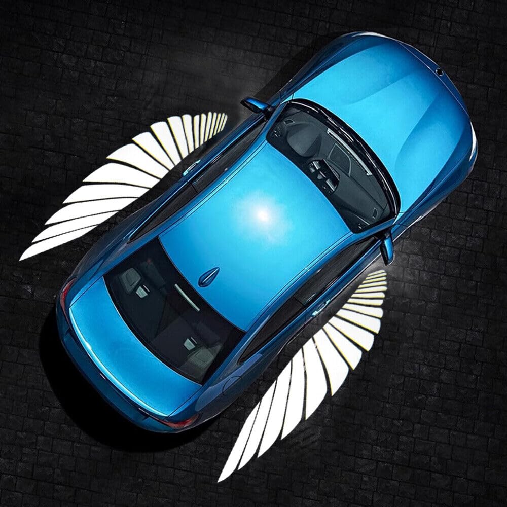 Bike LED Angel Wings Style Light Side Rear View Mirror High Reflection Beem Waterproof, Universal For All Motorcycle and Car Models